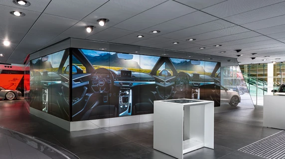 concept development - realization of a car showroom - Audi City Paris - power wall overview - car design paint table