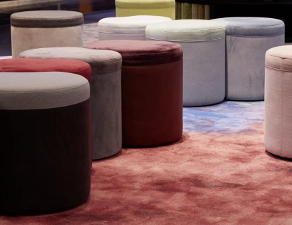 pouf - retail and fairs - product design - Henri - closeup of poufs in different colours