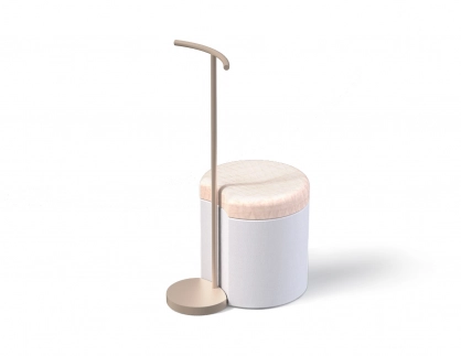 pouf - retail and fairs - product design - Henri - rendering of pouf with wardrobe rail complement