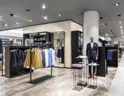 department store - new design - Stockmann Tapiola - mens clothing department - wood tiles - product display
